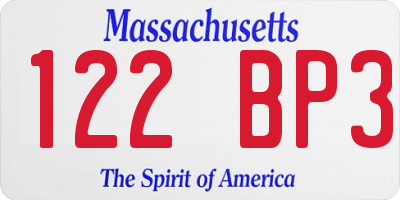 MA license plate 122BP3