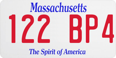 MA license plate 122BP4