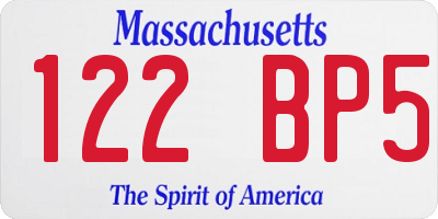 MA license plate 122BP5