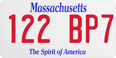MA license plate 122BP7