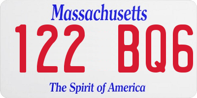 MA license plate 122BQ6