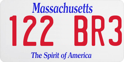 MA license plate 122BR3