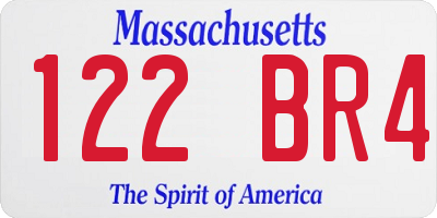 MA license plate 122BR4