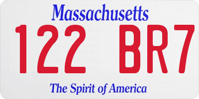 MA license plate 122BR7