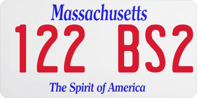 MA license plate 122BS2