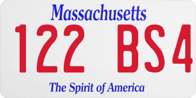 MA license plate 122BS4