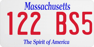 MA license plate 122BS5