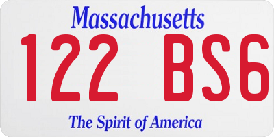 MA license plate 122BS6