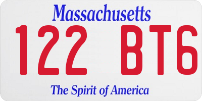 MA license plate 122BT6