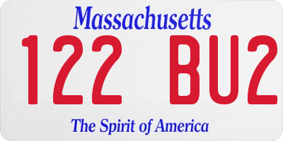MA license plate 122BU2