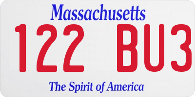 MA license plate 122BU3