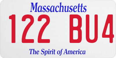 MA license plate 122BU4