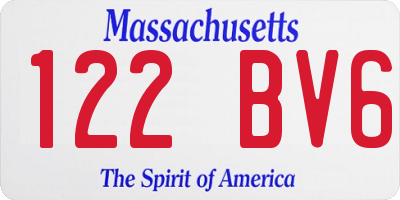 MA license plate 122BV6