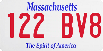 MA license plate 122BV8