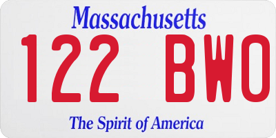 MA license plate 122BW0