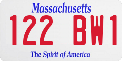 MA license plate 122BW1