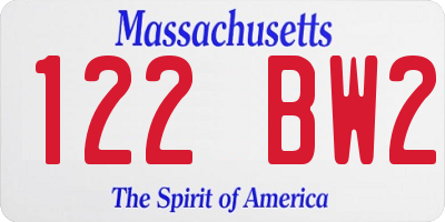MA license plate 122BW2
