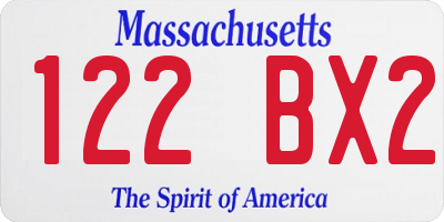 MA license plate 122BX2
