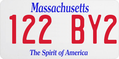 MA license plate 122BY2