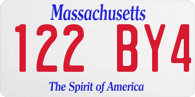 MA license plate 122BY4