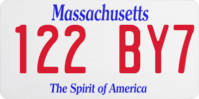 MA license plate 122BY7
