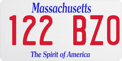 MA license plate 122BZ0