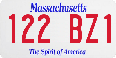 MA license plate 122BZ1