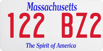 MA license plate 122BZ2