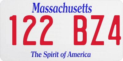 MA license plate 122BZ4