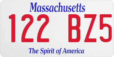 MA license plate 122BZ5