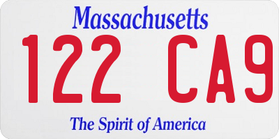 MA license plate 122CA9