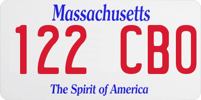 MA license plate 122CB0