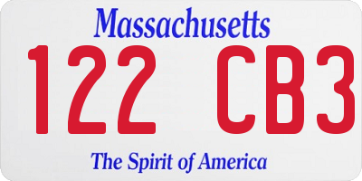 MA license plate 122CB3