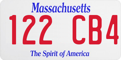 MA license plate 122CB4