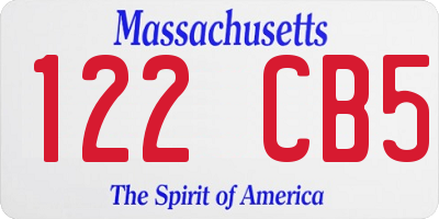 MA license plate 122CB5