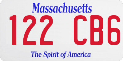 MA license plate 122CB6