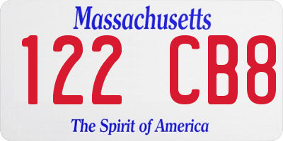 MA license plate 122CB8