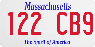 MA license plate 122CB9