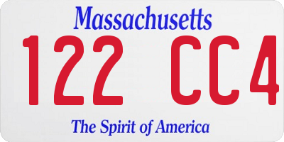MA license plate 122CC4