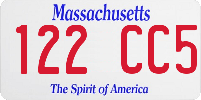 MA license plate 122CC5