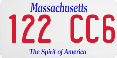 MA license plate 122CC6