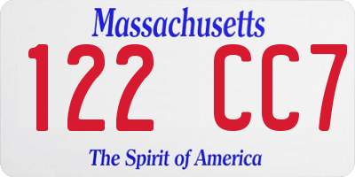 MA license plate 122CC7