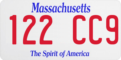 MA license plate 122CC9