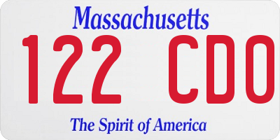 MA license plate 122CD0