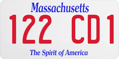 MA license plate 122CD1