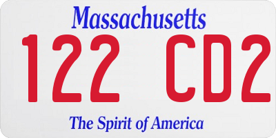 MA license plate 122CD2