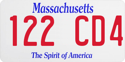 MA license plate 122CD4
