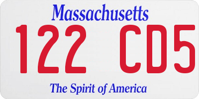 MA license plate 122CD5