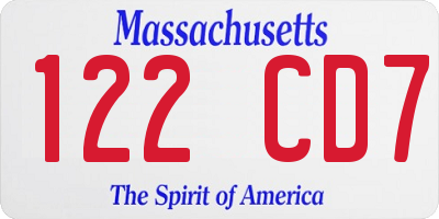 MA license plate 122CD7