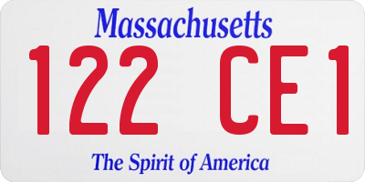 MA license plate 122CE1